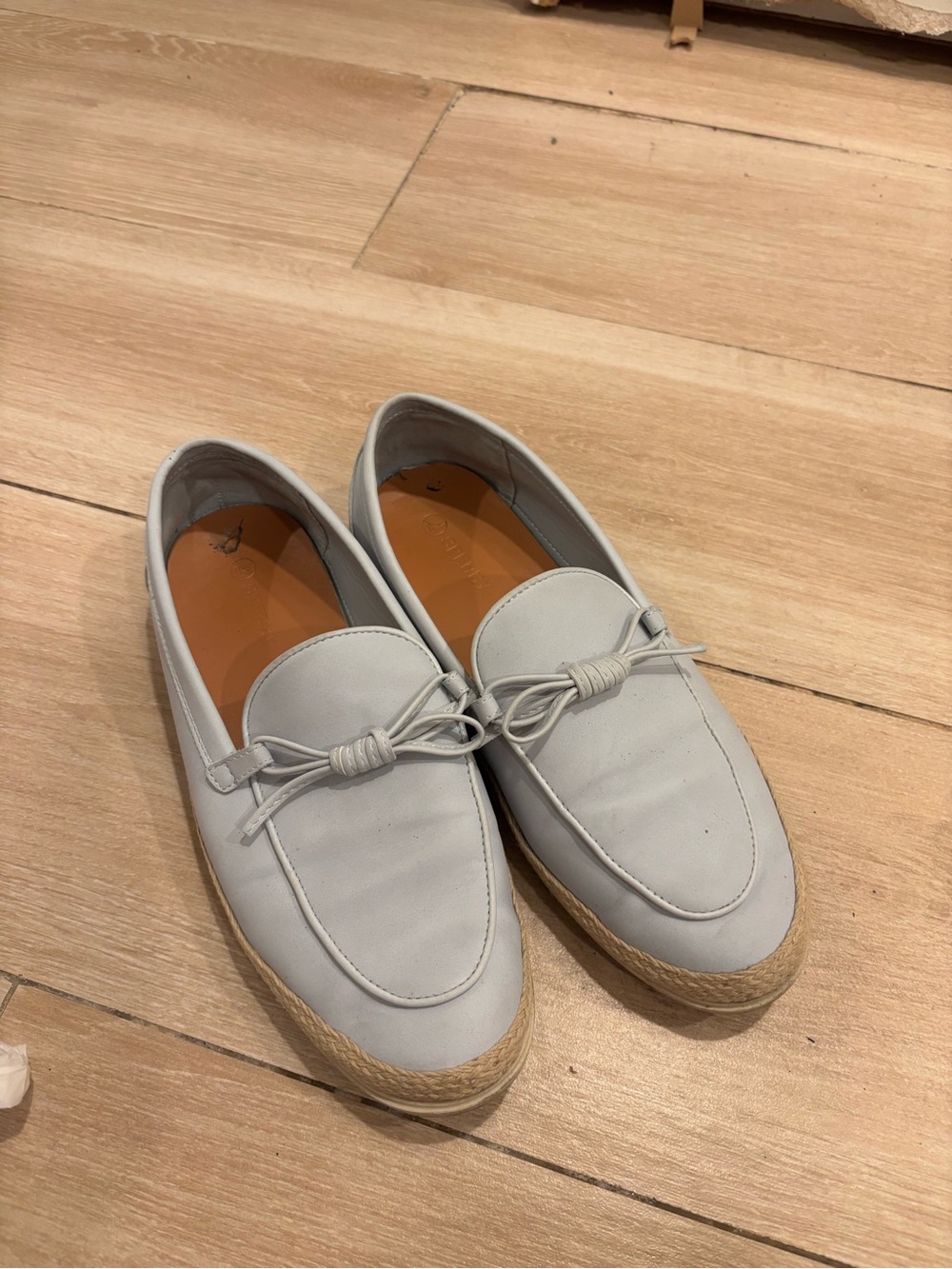 Sperry Light Gray Leather Slip-On Loafers with Knotted Bow